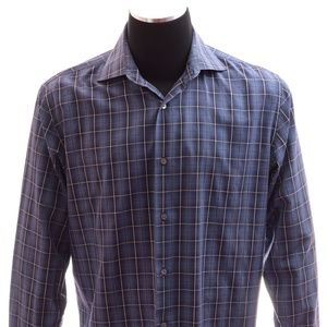 Large: Banana Republic Men's Blue Checkered Shirt
